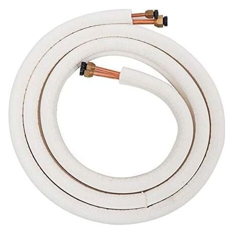 Tuyau en cuivre pour climatiseur 1/4 3/8 - Tuyau réfrigérant en cuivre et aluminium isolé - Pièces pour climatiseur - 3 mètres, Blanc