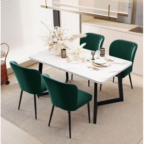 tavolo cucina 117x68x75 con 4 sedie velluto verde OKMYHOME (1/5)