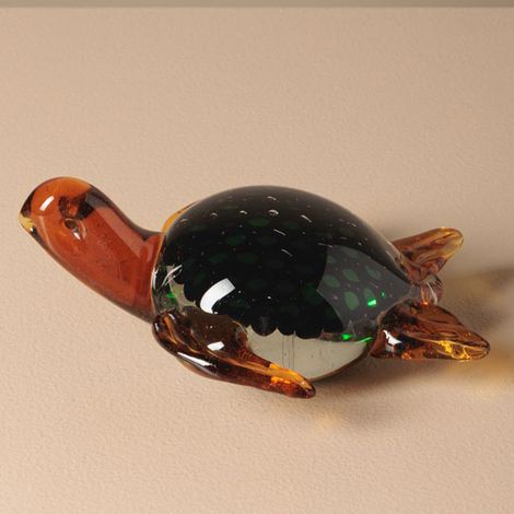 Ornement Tortue verte verre 13x16x7cm (1/5)
