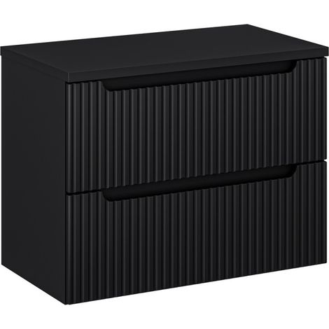 Meuble sous Vasque Noir + Plateau 80 cm - 2 tiroirs - Astral Black - Livraison gratuite