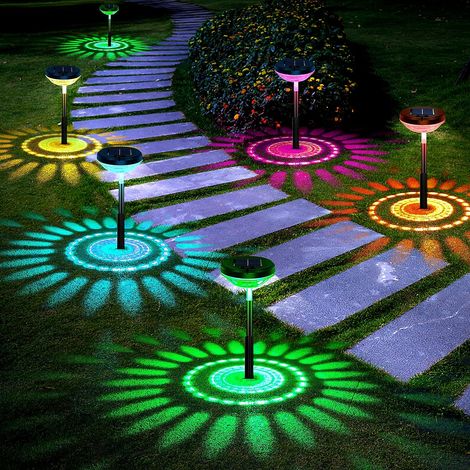 4er-Pack solarbetriebene Wegeleuchten, farbwechselnde/warmweiße LED-Solarleuchten für den Außenbereich, IP67 wasserdichte Solar-Straßenlaternen, Solar-Gartenleuchten für Rasenlandschaftsdekoration (1/5)