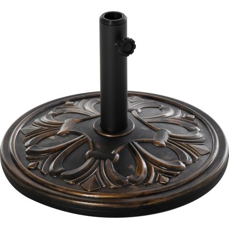 Pied de parasol 13 kg, support pour mâts de parasol de 35 mm/38 mm/48 mm de diamètre, porte-parapluie pour jardin ou balcon, bronze antique