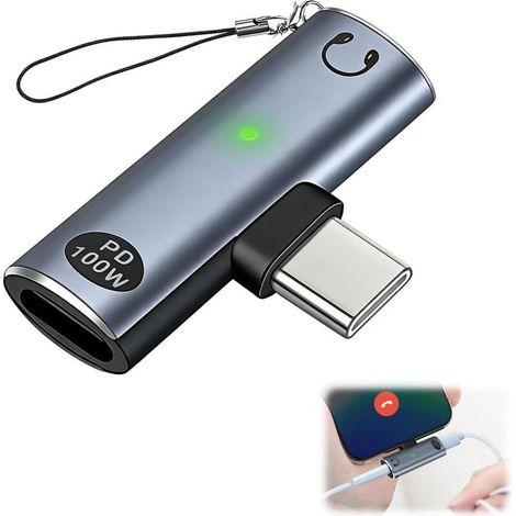 2 en 1 Adaptateur USB C Jack Charge avec PD 100W, Adaptateur USB C vers Jack 3,5 mm 2 en 1 avec DAC et Audio Hi-FI, Type-C Mâle vers Femelle Audio et Charge pour Portable Tablet Téléphone (1/5)