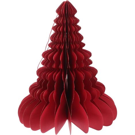 Leicht Weihnachtsbaum Tischfigur aus Rotem Papier mit Wabenförmiger Struktur and Vielseitig (1/5)
