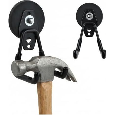 pcs Powerful Magnetic Hook, No Drilling Required, Magnetic Hook, Load Capacity up to 20 kg, For Garage, Kitchen, Tool Storage Lockers - (1/5)