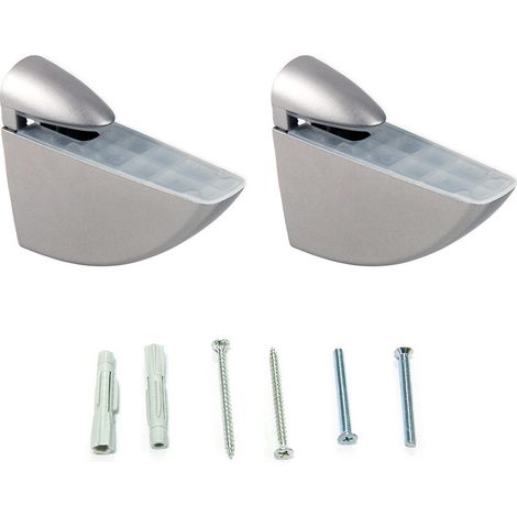 Emuca Set di Reggimensole per ripiani in legno o vetro Aguila, Tecnoplastica e Zama, Verniciato alluminio (1/4)