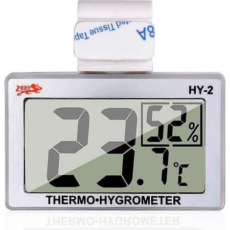 Digitales LCD-Hygrometer mit Thermometer und Manometer für Reptilien-Terrarien, mit Haken (silber). (1/5)