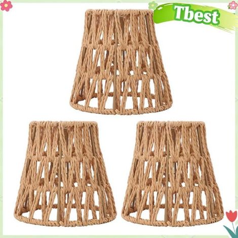 3ème ensemble d'abat-jour en rotin bohème, abat-jour de remplacement tissé à la main pour lampadaires, lampes suspendues, (1/4)