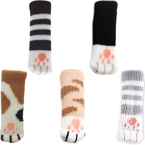 Chaussettes de Chaise tricoté avec Chat Mignon Pattes,Pied de Chaise Protégez-Soi, Ensemble de 20 Patins pour Meubles avec Design Chaton, Protection Silencieuse et Antidérapante pour Planchers (1/5)