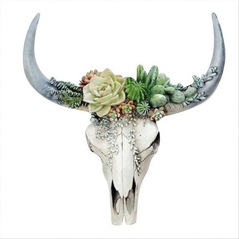 Crâne de bovin Longhorn en résine, décoration murale à suspendre, tête de vache texane, ornement rustique pour intérieur, pièce unique artisanale, finition marron, style western, 1 unité (1/5)