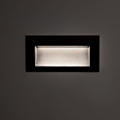 Baliza Exterior LED 4W Empotrable Pared Rectangular Aluminio y Cristal Edulis 4000K Negro Blanco Neutro