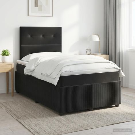 Lit boxspring avec matelas Noir 120 x 190 cm Velours (1/5)