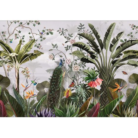 Papier peint panoramique - Forêt Tropicale Oiseaux - 130 cm x 91 cm (1/2)