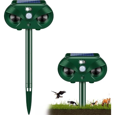1 Répulsif Ultrason Solaire, 4 Modes Réglables, Détecteur Mouvement IP54, Pour Jardin Cour Ferme