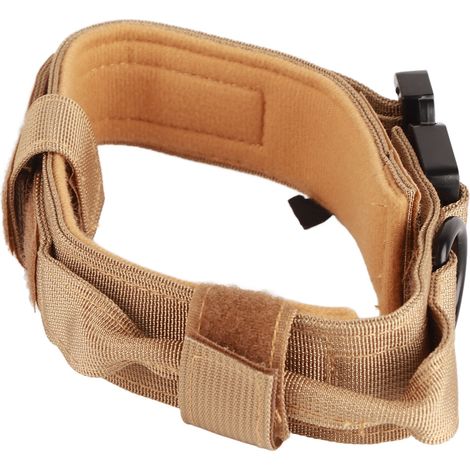 Collier pour chien ajustable en coton résistant avec boucle métallique, couleur kaki. (1/5)
