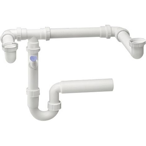 Siphon double de chasse d'espace Haas avec raccordement pour appareil 1 1/2" DN50