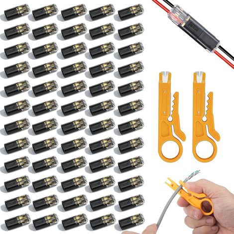 60 Pièces Connecteur Etanche 2 Fils, Connecteur Electrique Etanche 12V, Connecteur 2 Broches pour Câble 18-22G AWG, pour Automobile, Éclairage LED et Appareils Électriques (1/5)