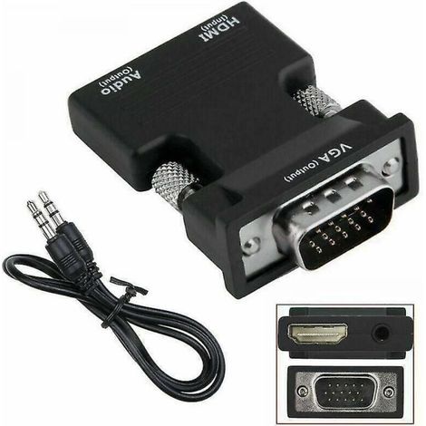 HDMI-Buchse auf VGA-Stecker Konverteradapter mit Audiokabel, unterstützt 1080p-Ausgabe (1/4)