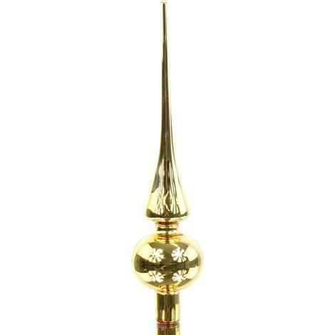 Weihnachtsbaumspitze Goldfarben glänzend Ø 6 cm 26 cm hoch - Glas