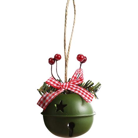 Clochette De Noël - En Métal - Avec Ruban Et Baies De Houx - Décoration Pour Arbre De Noël - Lot De 6 Pièces (1/5)