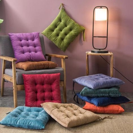 Lot de 4 Coussins de Chaise 40 x 40 x 4.5 cm, Coussin Chaise Exterieur Coussin de Jardin Idéal, Galette Chaise Polyester,Violet (1/4)