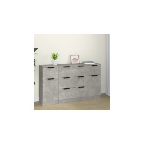 Ensemble de buffets 3 pcs Gris béton Bois d'ingénierie (1/5)
