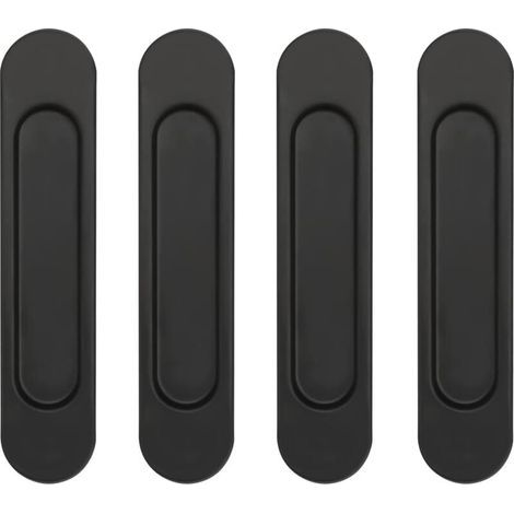 Set mit 4 selbstklebenden ovalen Schiebetürgriffen aus schwarzer Aluminiumlegierung, kein Bohren erforderlich, für Schiebetüren, Schrankfenster (1/4)