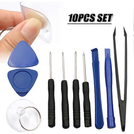 Kit d'outils d'ouverture de téléphone 10 pièces comprenant un pied de biche, un tournevis, une pince à épiler et un outil de réparation. (1/5)