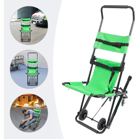 Chaise d'escalier pliante manuelle en aluminium, Diable capacité de charge de 180 kg, chaise d'escalier d'urgence portable avec roulettes