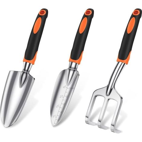 Ensemble d'outils de jardin, 3 outils robustes et légers en alliage d'aluminium avec poignée ergonomique antidérapante. (1/5)