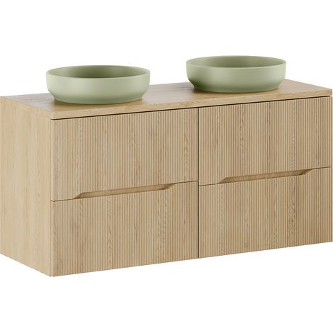 Mobile bagno doppio lavabo Isaline rovere chiaro 120cm