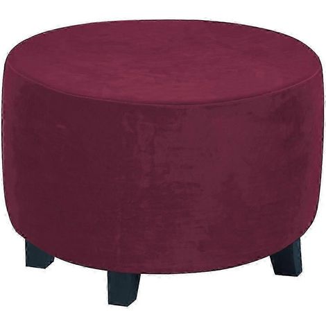 Runder Ottomanen-Überzug, Fußhocker-Überzug, Hocker-Ottomane-Überzug, Polyester-Wine red (1/5)