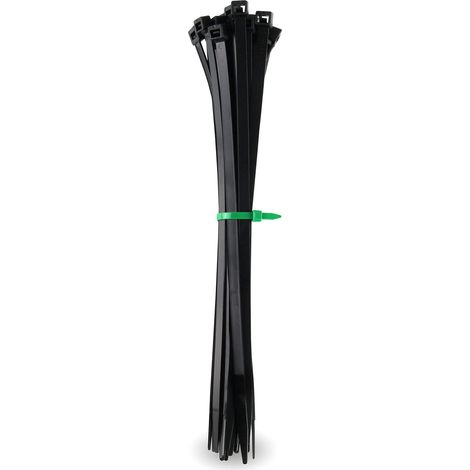 Lot de 100 serre-câbles 280 mm x 7,8 mm Noir 80 kg résistant à la traction 3 ans UV (1/5)
