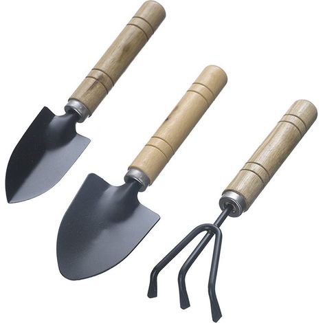 Kit Jardinage 3 Pièces, Mini Pelle et Râteau en Bois pour Plantes en Pot, Outils de Jardin Manuels, Cadeau pour Jardiniers, Accessoires de Plantation Intérieur et Extérieur (1/4)
