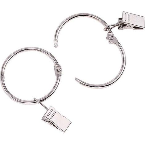 20 Pièces Anneaux à Pince à Rideau en métal Ouvrants, Ouverture et Fermeture faciles, pour Rideaux Lourds et Rideaux légers (Argent) (1/4)