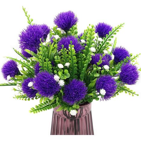 Plantes De Pissenlit Artificielles Fleurs En Arbustes Buissons Faux Herbe De Mariage Intérieur Extérieur Maison 4 pack Plastique Violet (1/4)