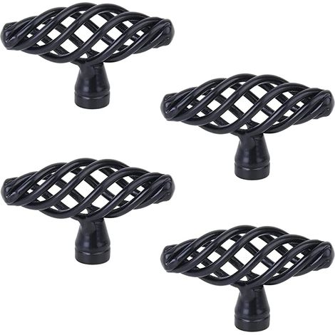 Lot de 4 poignées de meubles anciennes, poignées de meubles vintage en forme de cage à oiseaux (1/5)