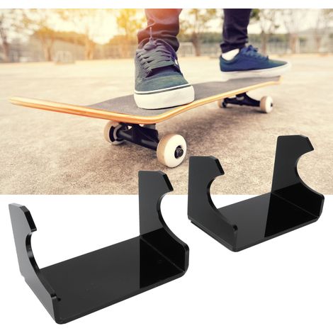 Lot de 2 supports de rangement pour longboards, à fixer au mur, pour chambre ou salon, noir. (1/5)