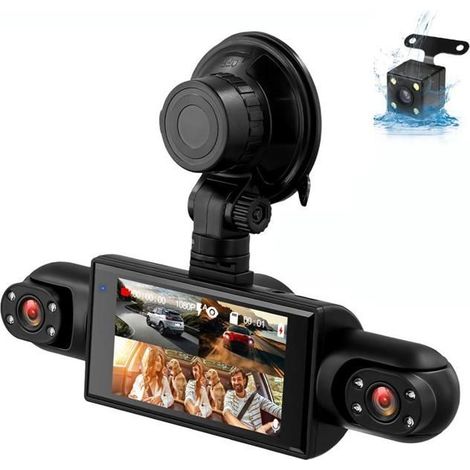 Caméra embarquée 3 pouces 1080p avec quatre objectifs: caméras intérieure gauche, droite et arrière 480p (1/5)