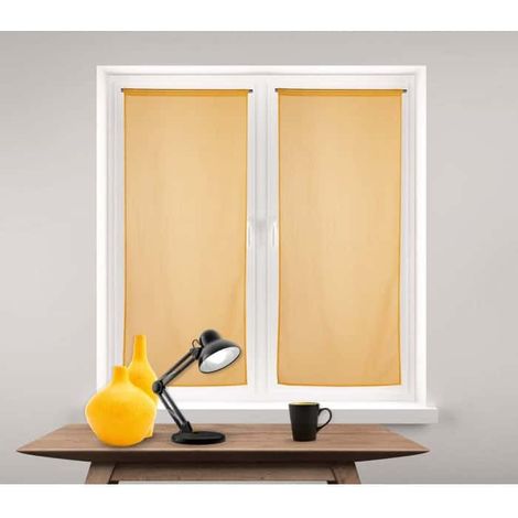 Paire de vitrages unis - 60x140cm - Moutarde