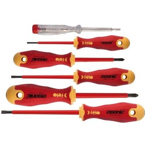 Felo Ergonic 1000V Set di 6 cacciaviti isolati rosso nero