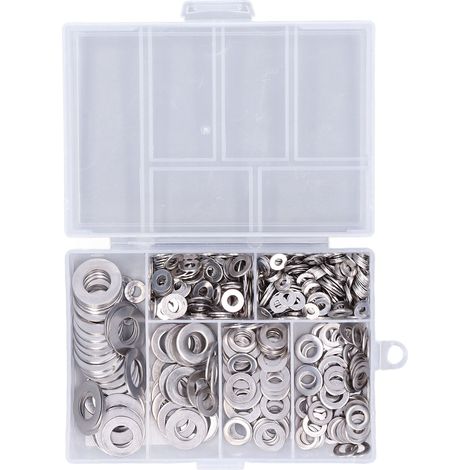 Kit d'accessoires assortis de 660 rondelles plates en acier inoxydable 304 (M3, M4, M5, M6, M8, M10). (1/5)