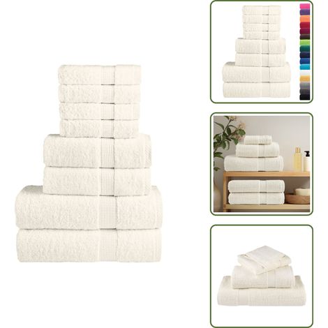 The Living Store 8 tlg. Premium-Handtuch-Set SOLUND Creme 600 g/m² - Baumwolle (1/5)