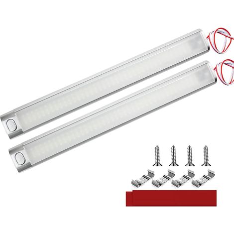 12V LED-Lampe mit großem Schalter für Wohnmobil, Auto, Bus, Wohnwagen, Boot, Reisemobil, Küche, Bar, LKW, Traktor - 6000K Weiß (2 Stück)