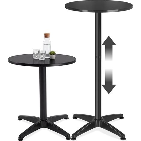 Table bistrot aluminium, résistante intempéries, noir 67x67x70/110cm
