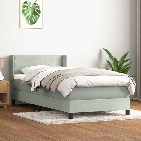 Boxspringbett mit Matratze Hellgrau 80x210 cm Samt (1/5)