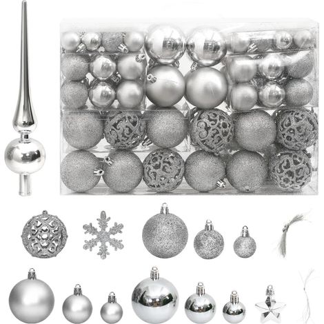 111-tlg. Weihnachtskugel-Set,Christbaumschmuck/Weihnachtsbaumschmuck,Christbaumkugeln Silbern Polystyrol CIW93576 (1/5)