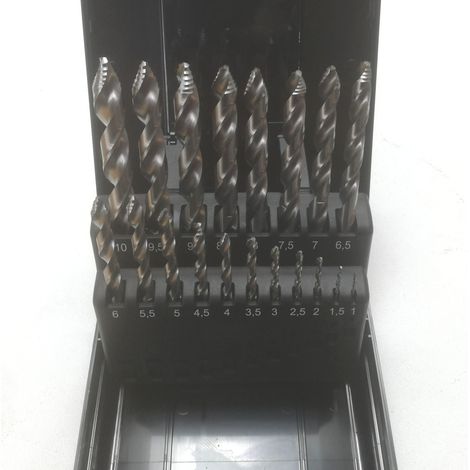 Stella bianca set 19 punte elicoidali hss cobalto 8% din 338 con imbocco a gradini (1/5)