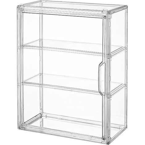 Vitrine murale transparente en acrylique à trois couches avec portes magnétiques - résistante à la poussière (1/5)