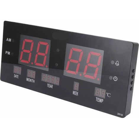 Horloge murale LED numérique électrique à grand affichage pour salon, chambre ou bureau, prise britannique 100-240 V (1/5)